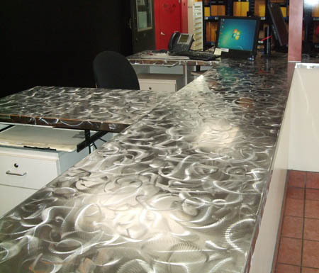 Stainless Steel Countertops with Swirl Finish